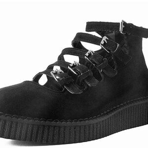 NEW TUK Shoes Black Faux Suede Multi-Strap Pointed Creeper Size 9